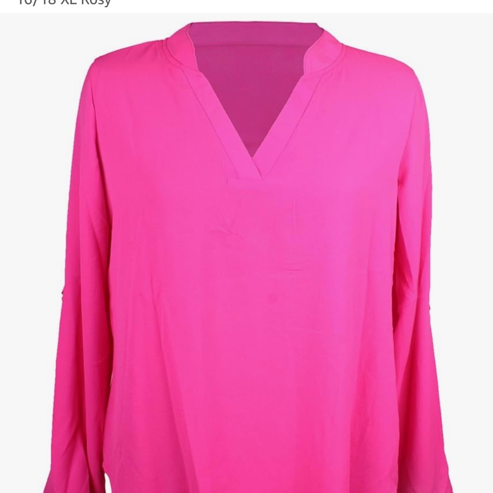 Amazon Essentials Bright Pink V-Neck Blouse